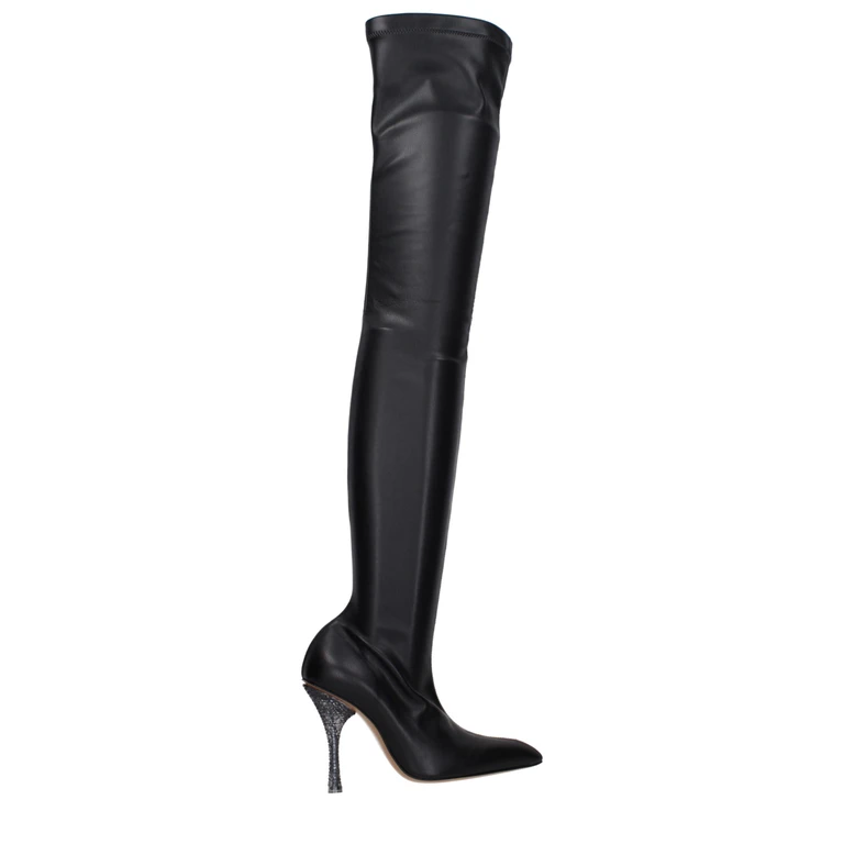 Off-White Black Leather Over The Knee Shoe - Women