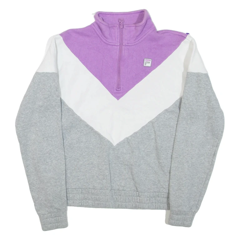 FILA Womens Sweatshirt Grey 1/4 Zip S