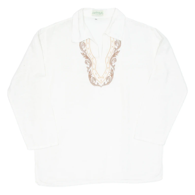 Womens Top Beige V-Neck Long Sleeve M