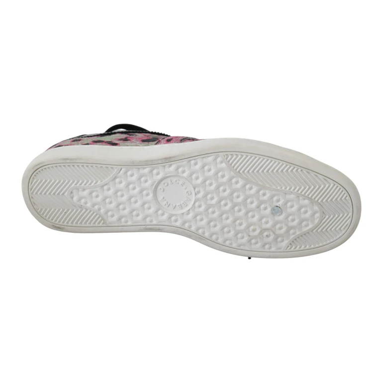 Dolce & Gabbana Pink Leopard Print Training Leather Flat Sneakers - Women