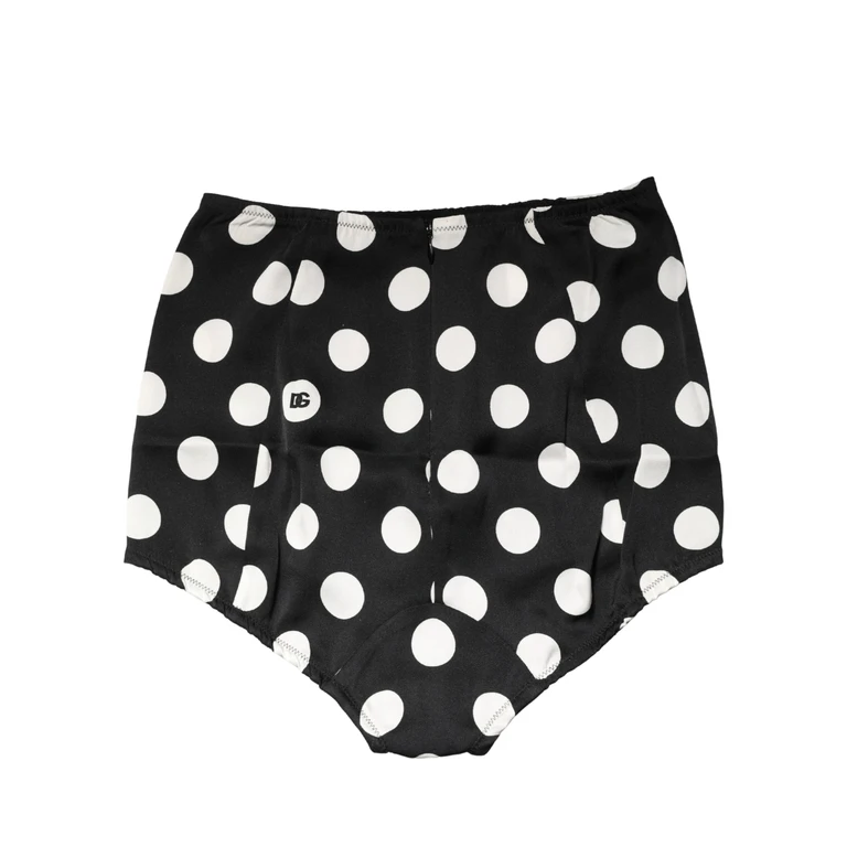 Dolce & Gabbana Black Polka Dot High Waist Girdle Panty Underwear With White Dots Silk Elastane Clothing - Women