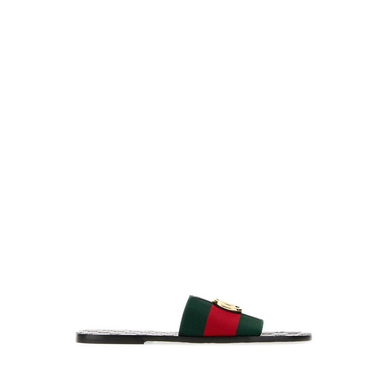 Gucci Embroidered Fabric Riviera Slippers Vrvblack Sandali - Men