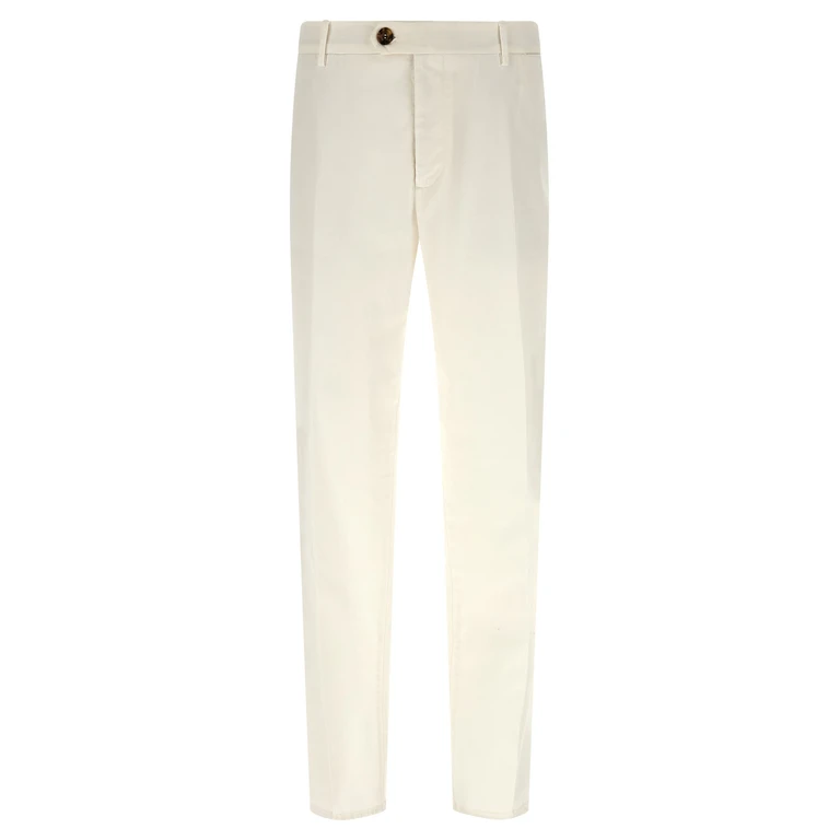 White Cotton Casual Pants - Men