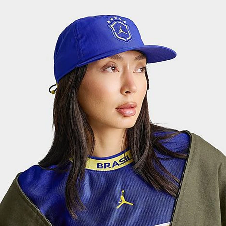 Jordan Pro Brazil Unstructured Flat Bill Bungee Hat in Old Royal/Yellow Pulse Size: M-L