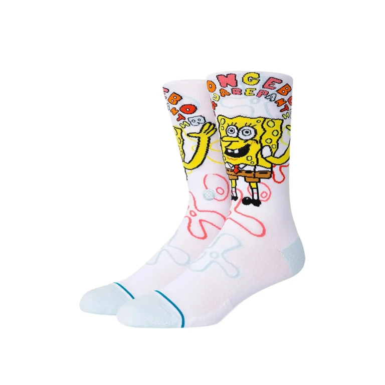 x Sponge Bob Imagination Bob Crew Socks White
