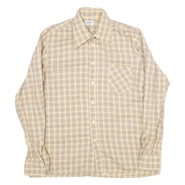 DIAMANT'S Mens Shirt Brown Check Long Sleeve M