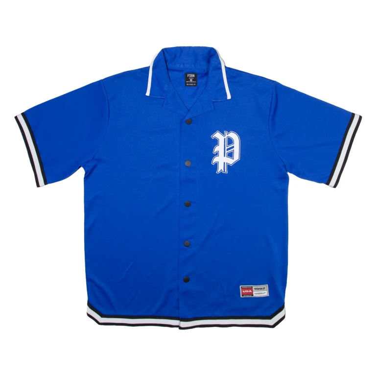 FSBN Button Up Mens T-Shirt Blue Collared M
