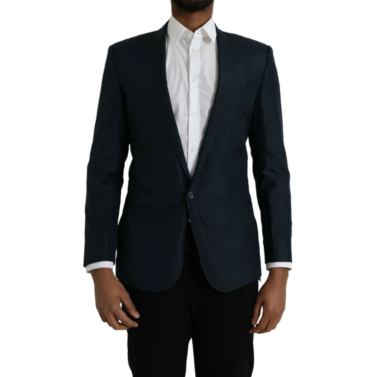 Blue Martini Shawl Single Breasted Blazer Polyester Wool Elastane Clothing - Men