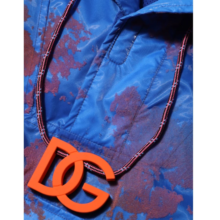 Blue Tie Dye Logo Hooded Sweatshirt Jacket Clothing - Men