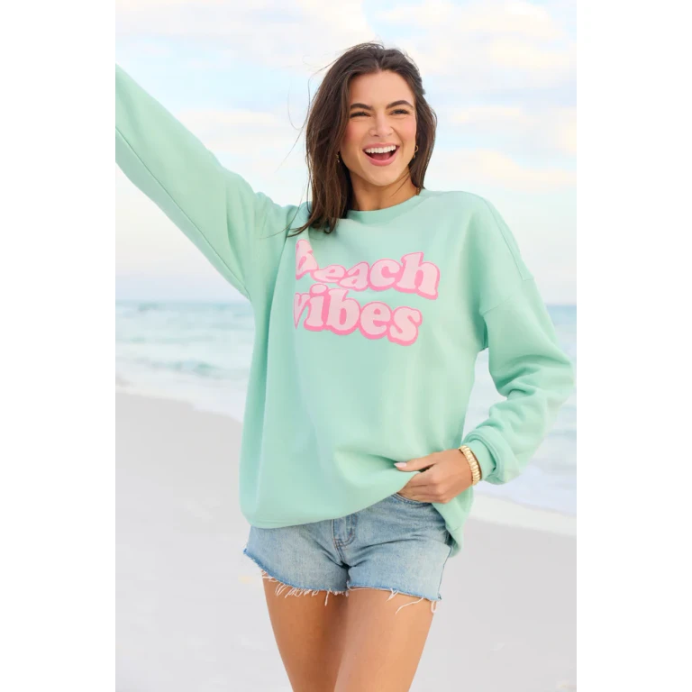Beach Vibes Mint Graphic Sweatshirt