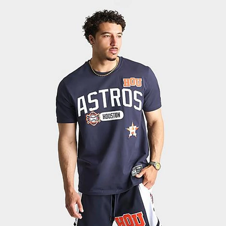 Pro Standard Men's Houston Astros MLB Letterman T-Shirt in Midnight Navy Size: Small