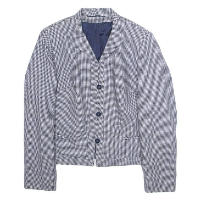 HORST MANDEL Womens Blazer Jacket White Gingham M