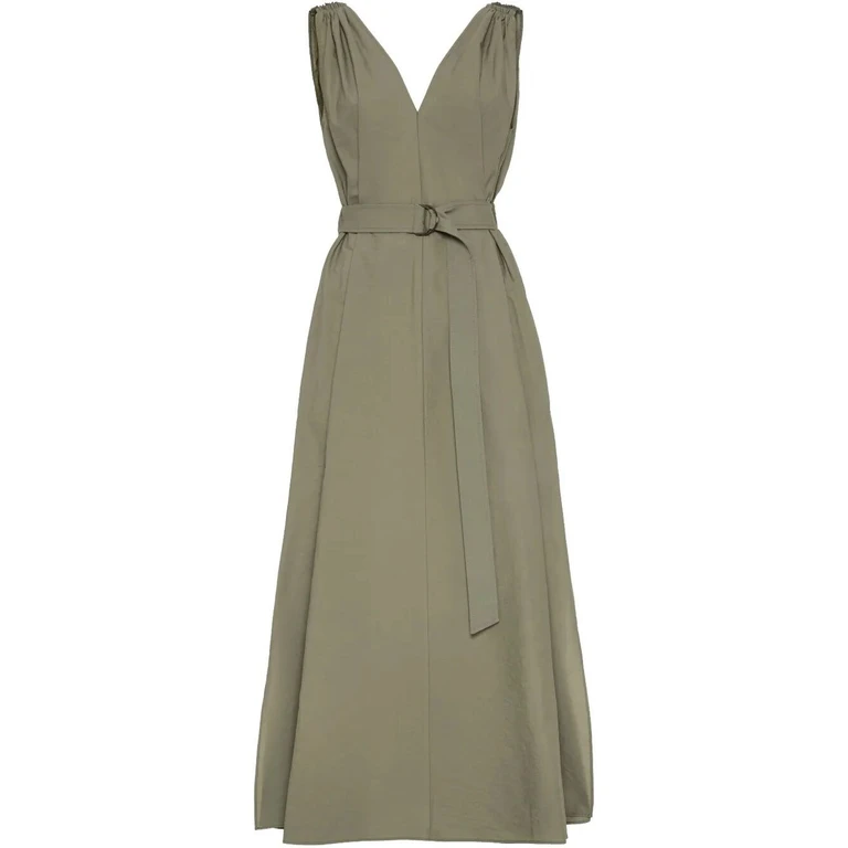 Brunello Cucinelli Belted Dress With Monili Shoulder