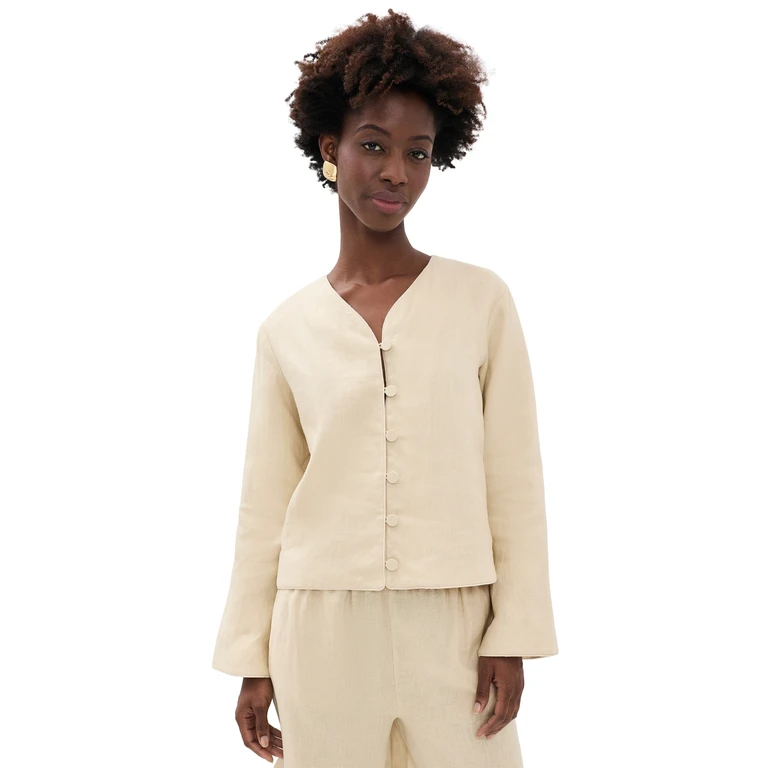 POSSE Lucia Linen Blouse Biscotti XS