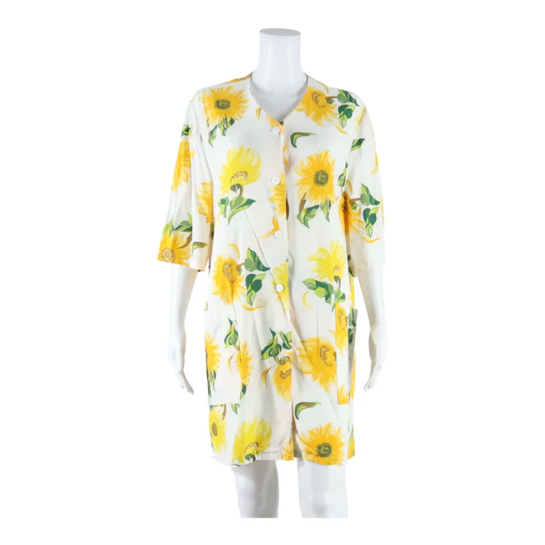 VALENTINE Pockets Womens Shirt Dress White Floral Short Sleeve Knee Length UK 16
