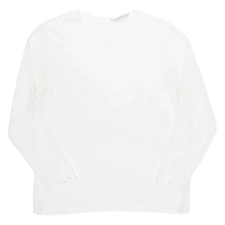 Sheer Womens Top White Long Sleeve M