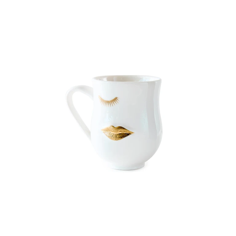 Jonathan Adler Gilded Mr. and Mrs. Muse Mug White One Size