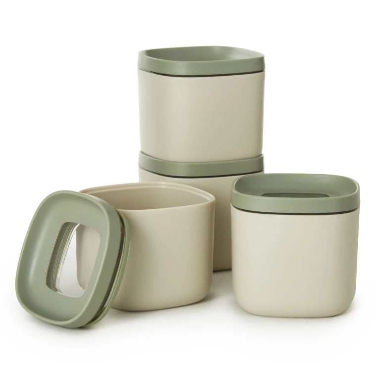 Leo Balance 4Pc Covered Food Container Set, 5.4oz, Recycled Material