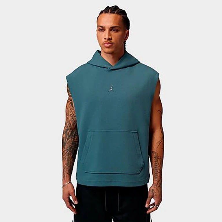 Nike Men's Jordan Sport Hoop Fleece Dri-FIT Sleeveless Pullover Hoodie in Ash Green/Clear Size: XS