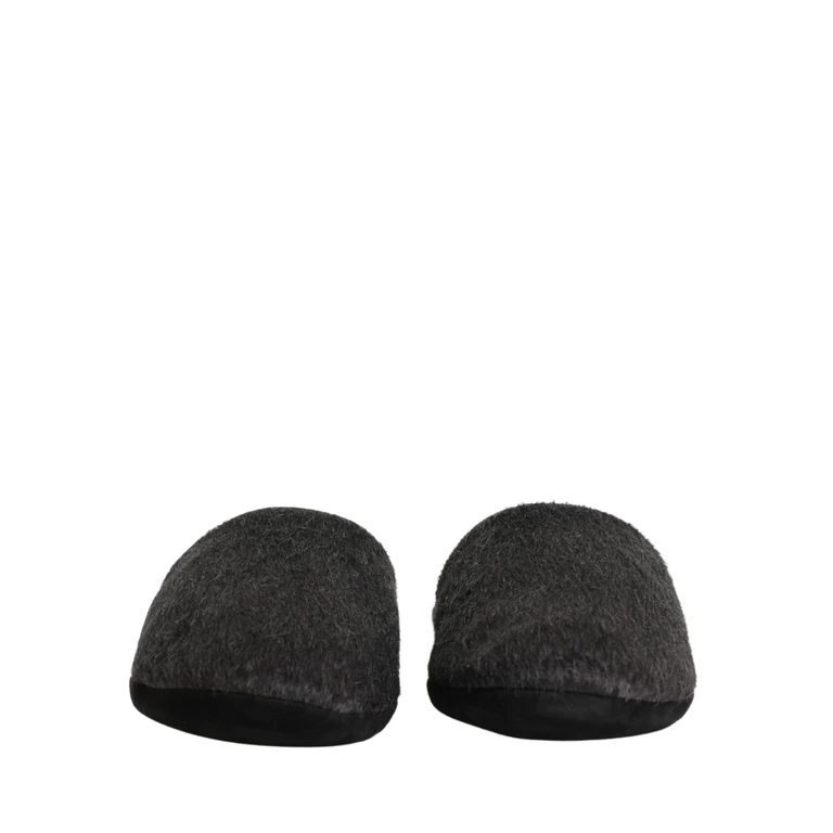 Dark Grey Charcoal Wool Red Slippers Shoes Gray - Men
