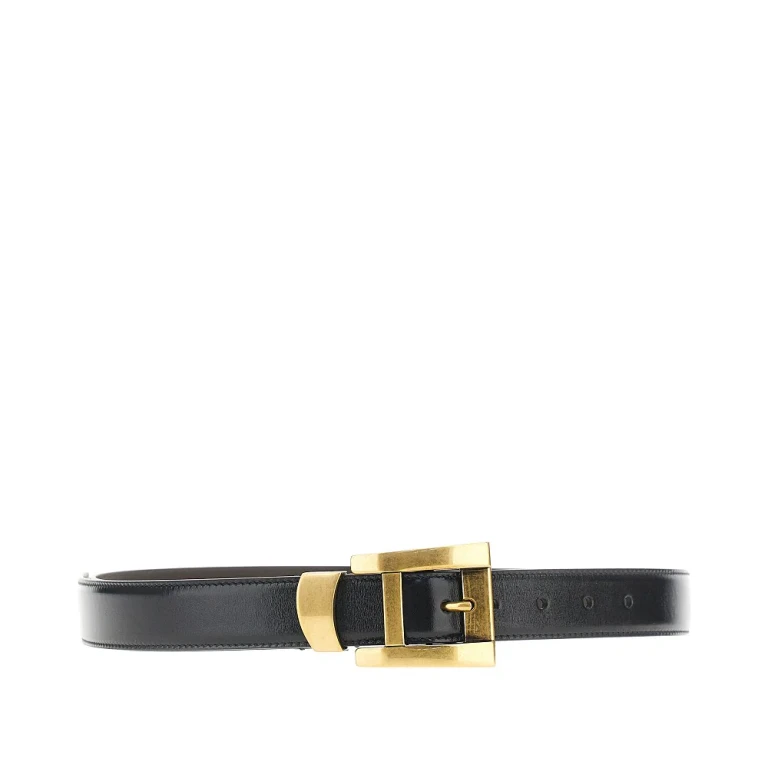 Leather belt with logo print Woman 80