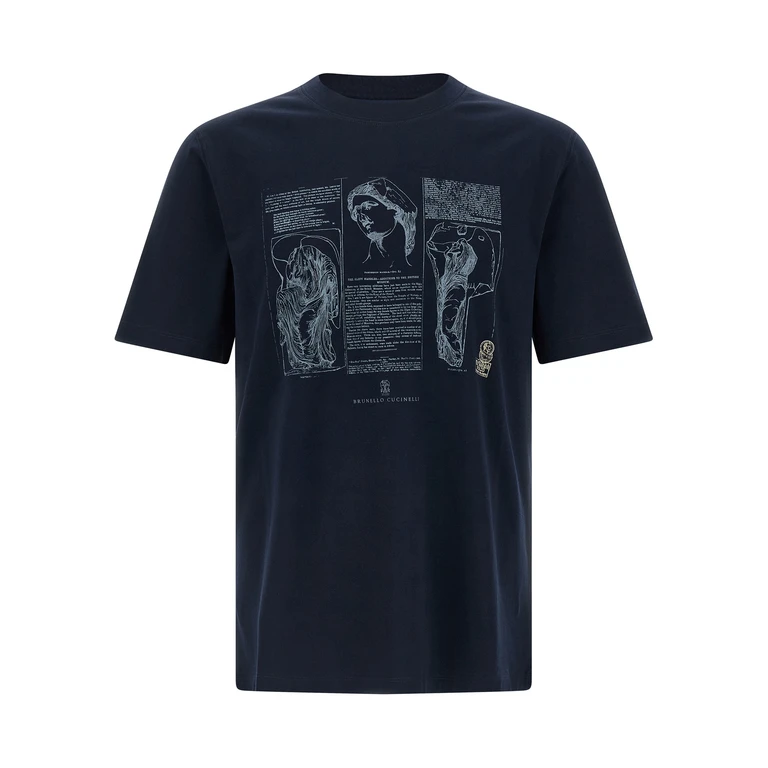 Brunello Cucinelli Blue Cotton T-Shirt - Men