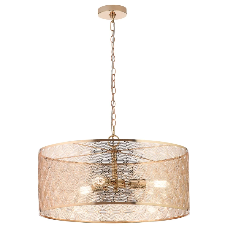 Giselle Polished Gold Drum Shade Chandelier Light