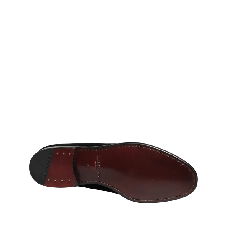Dolce & Gabbana Black Velvet Loafers Formal Men Dress Shoes Leather - Men
