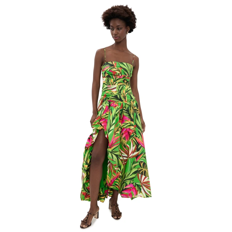 FARM Rio Tropical Dream Green Maxi Dress Orange XS