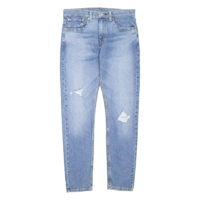 LEVI'S 512 Jeans Lo-ball Distressed Mens Blue Slim Tapered Stone Wash W32 L32