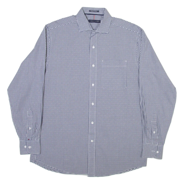 TOMMY HILFIGER Mens Shirt Blue Check Long Sleeve M