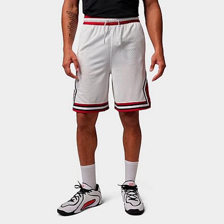 Nike Men's Jordan Sport Dri-FIT Diamond 9" Mesh Shorts in White/Gym Red/White Size: XS