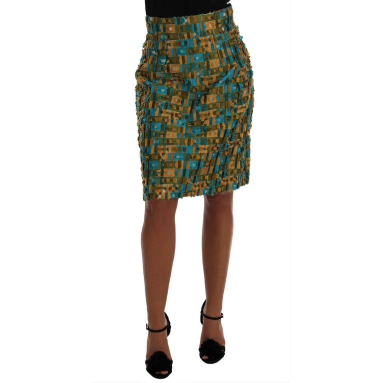 Dolce & Gabbana Multicolor Jacquard Straight Pencil Skirt Polyester - Women