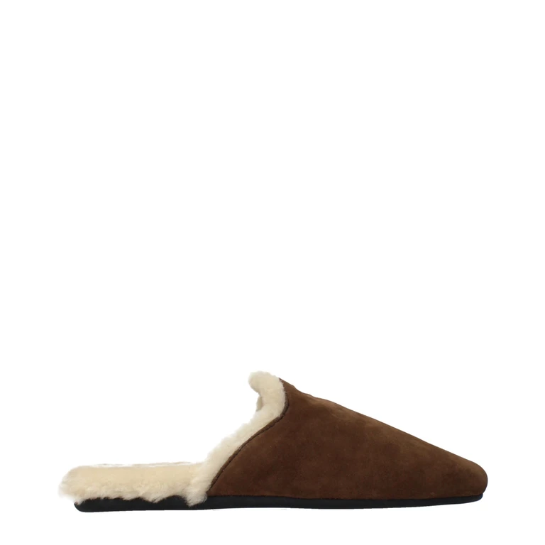 Brown Leather Slippers - Women