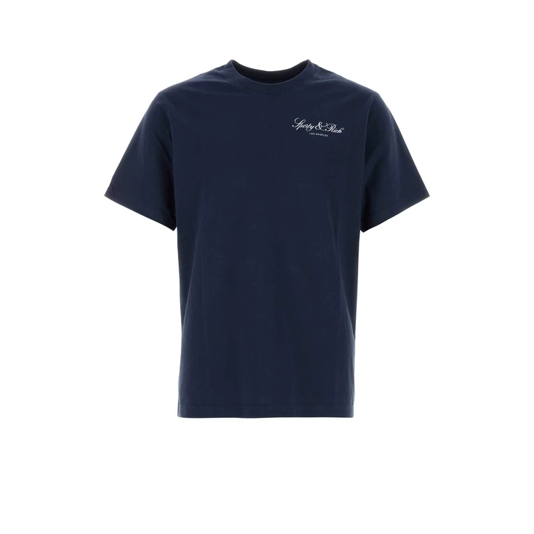 Sporty & Rich Navy Blue Cotton T-Shirt Darknavywhite Exterior - Men