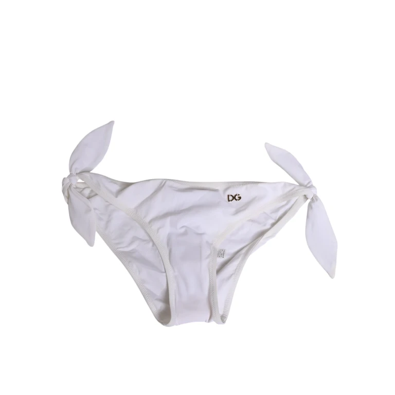 Dolce & Gabbana White Side Tie Logo Bikini Bottom Underwear Polyamide Clothing - Women