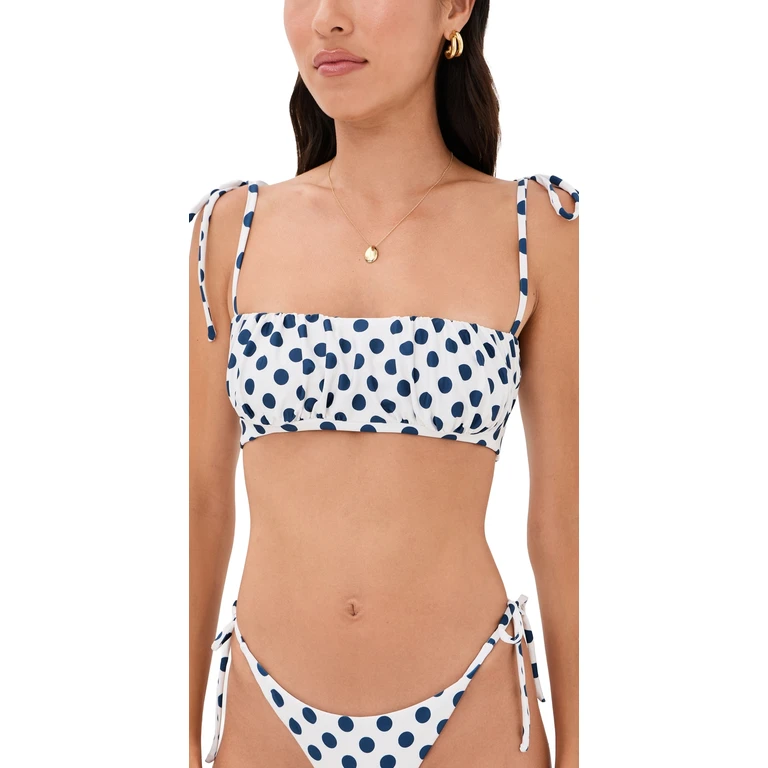 Peixoto Silas Bikini Top Navy Polka Dots M