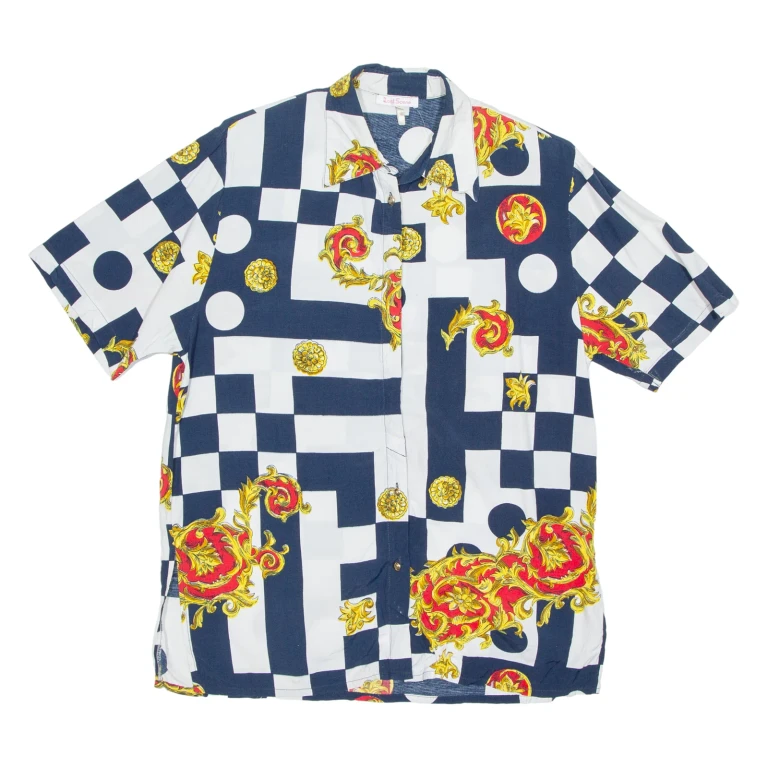 Womens Printed Blouse Blue Crazy Pattern UK 14