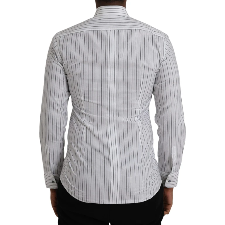 Dolce & Gabbana Black White Striped Formal Dress Gold Shirt Black/white Cotton - Men
