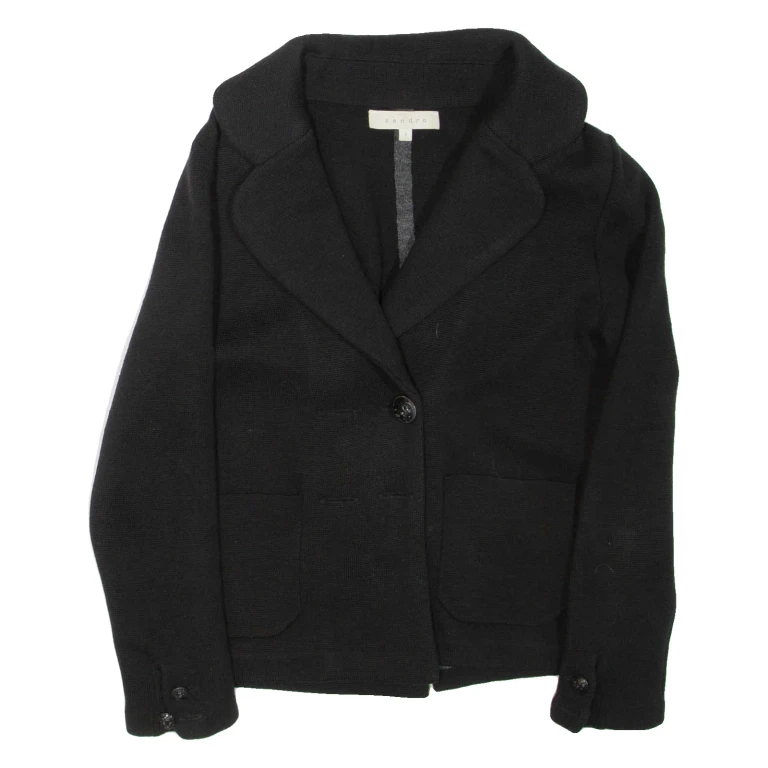 SANDRO Womens Coat Black Wool S