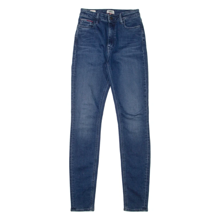 TOMMY HILFIGER Santana High Rise Womens Jeans Blue Slim Skinny Denim Stone Wash W23 L32