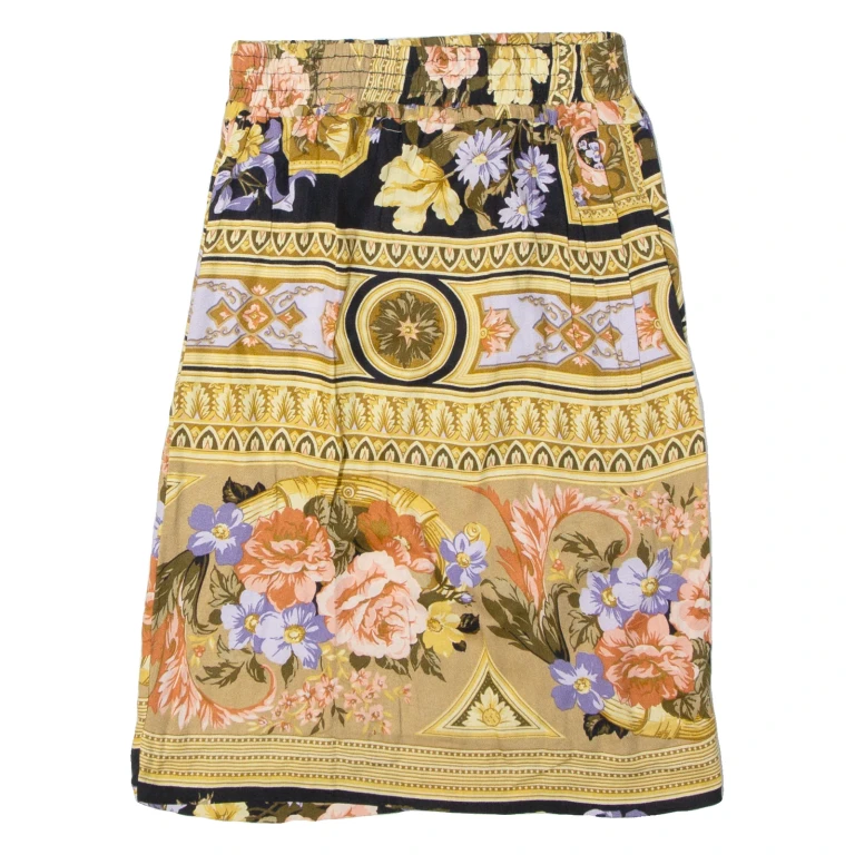 Womens Straight Skirt Beige Knee Length Floral S