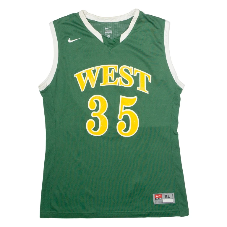 NIKE West #35 Basketball Mens Jersey Green Sleeveless USA V-Neck XL