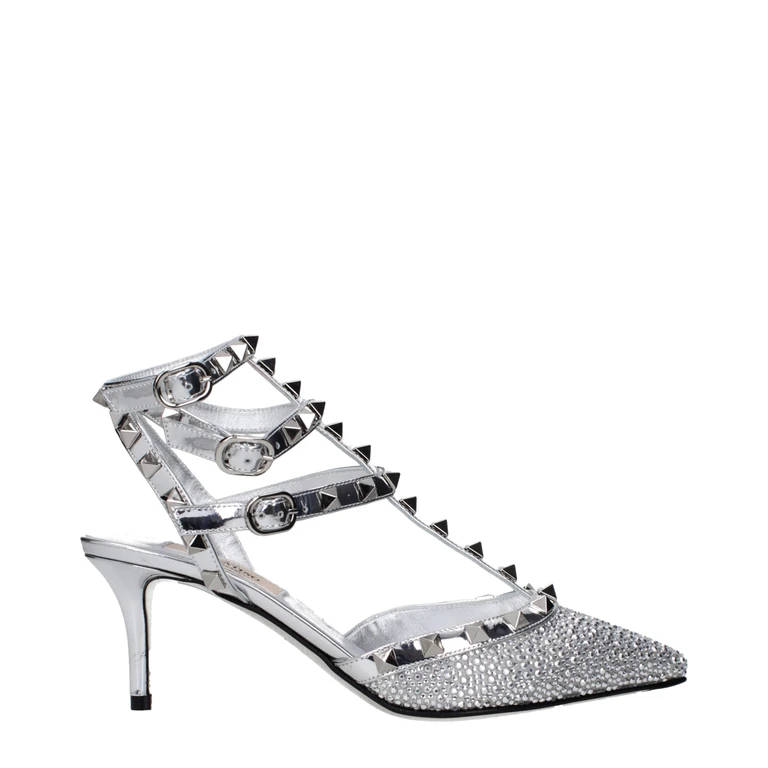 Valentino Garavani Gray Leather Stiletto Heel Sandals - Women
