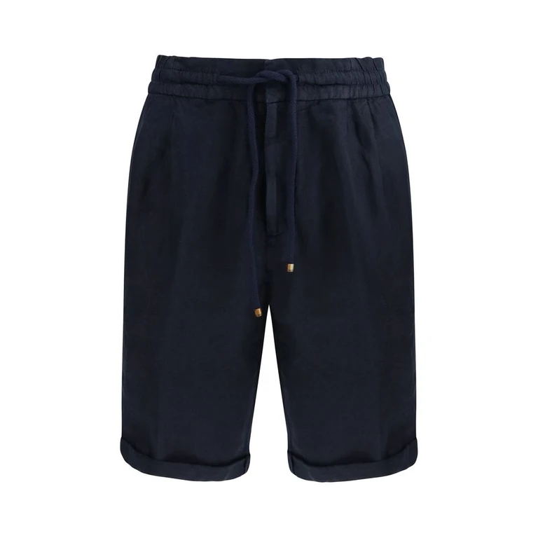 Brunello Cucinelli Blue Linen Bermuda Shorts - Men