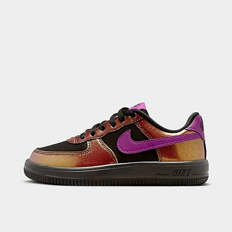 Nike Little Kids Force 1 Low LV8 4 Casual Shoes in Black/Bold Berry Size: 1.0