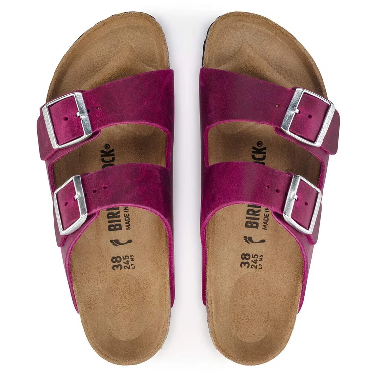 Unisex Arizona Big Buckle Oiled Leather Festival Fuchsia