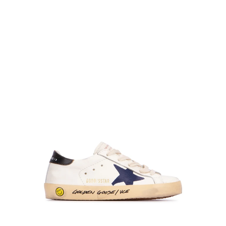 Golden Goose Kids Super-Star Nappa Upper Pr Whitenavyblueblacktobacco Ovine Leather ; Cow Sneaker