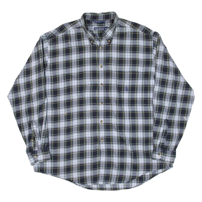 NAUTICA Mens Shirt Blue Check Long Sleeve XL