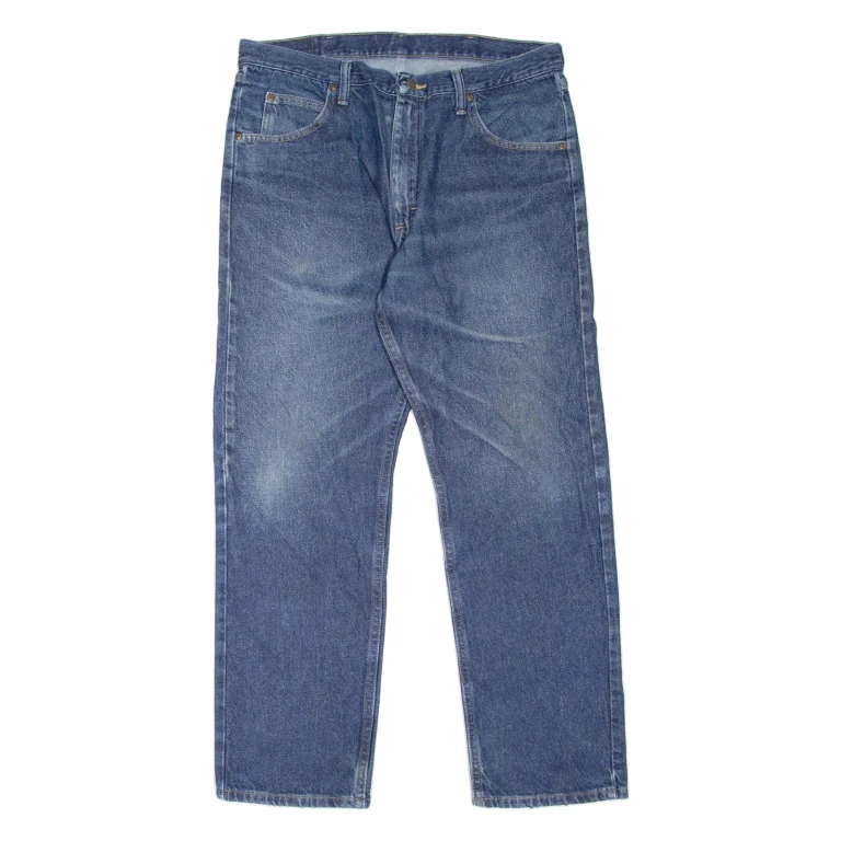 WRANGLER Mens Jeans Blue Regular Straight Stone Wash W36 L30